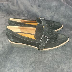 Franco Sarto Shoes Womens Size 8 Darius Black Leather Pointed Toe Loafers